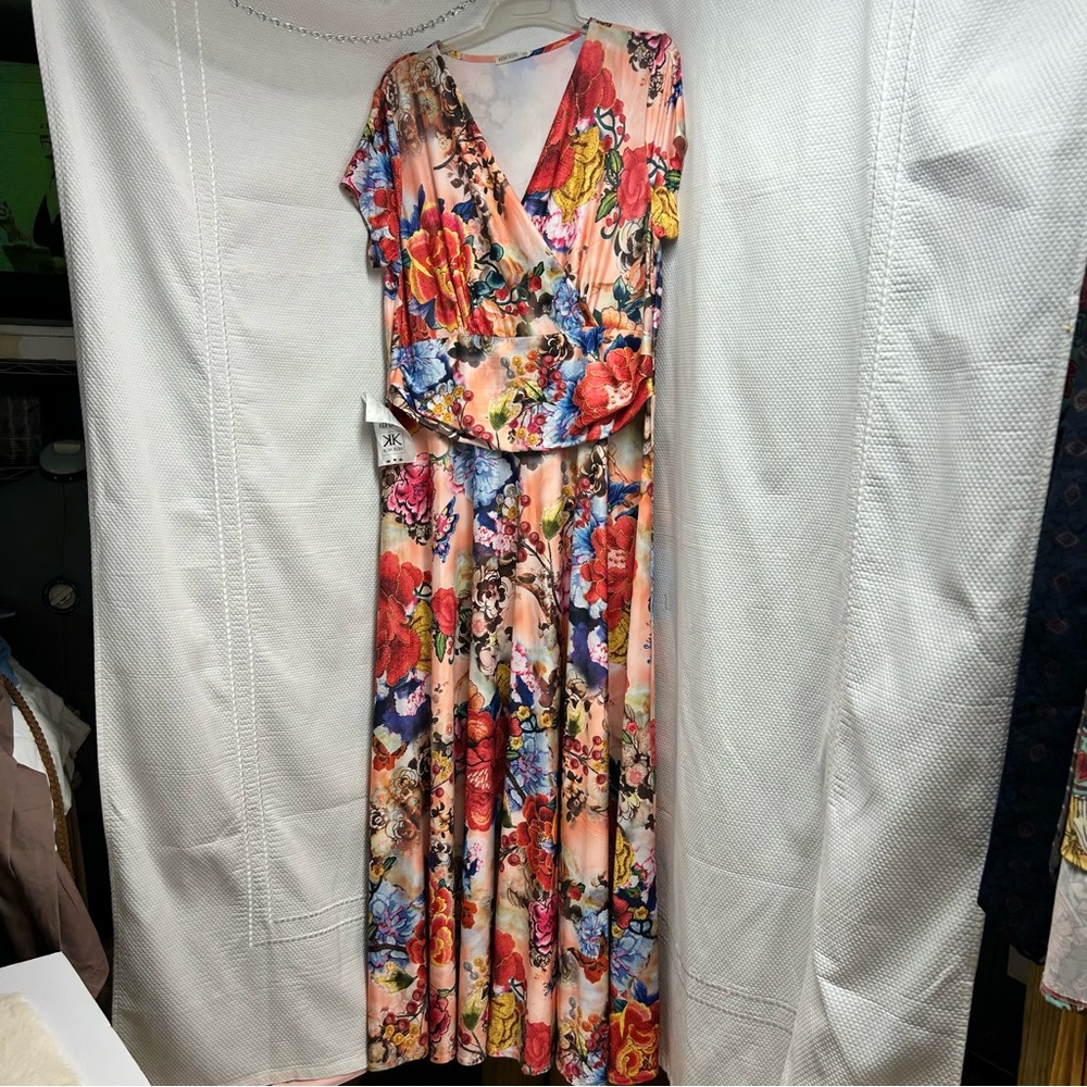 Elegant‎ Red and Pink Maxi Dress
